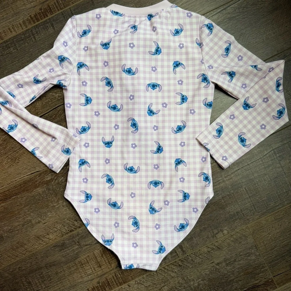 Disney Carter's Girls Lilo & Stitch Gingham 1-Piece Rashguard Swimsuit Size 10